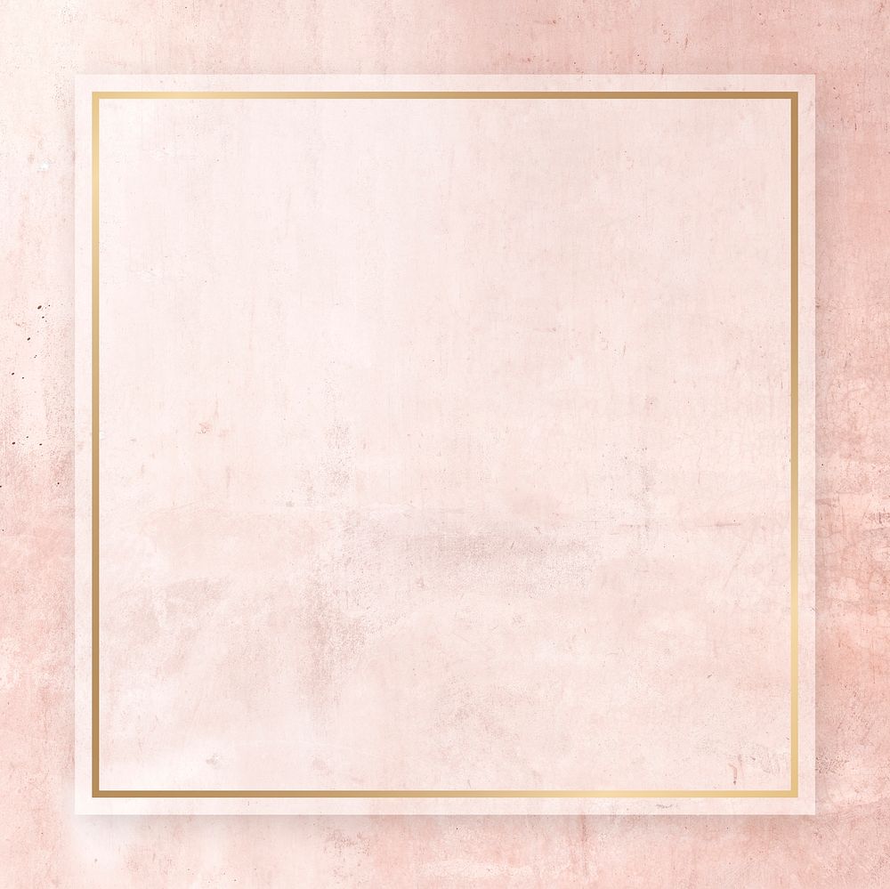 Blank golden frame on a pink background