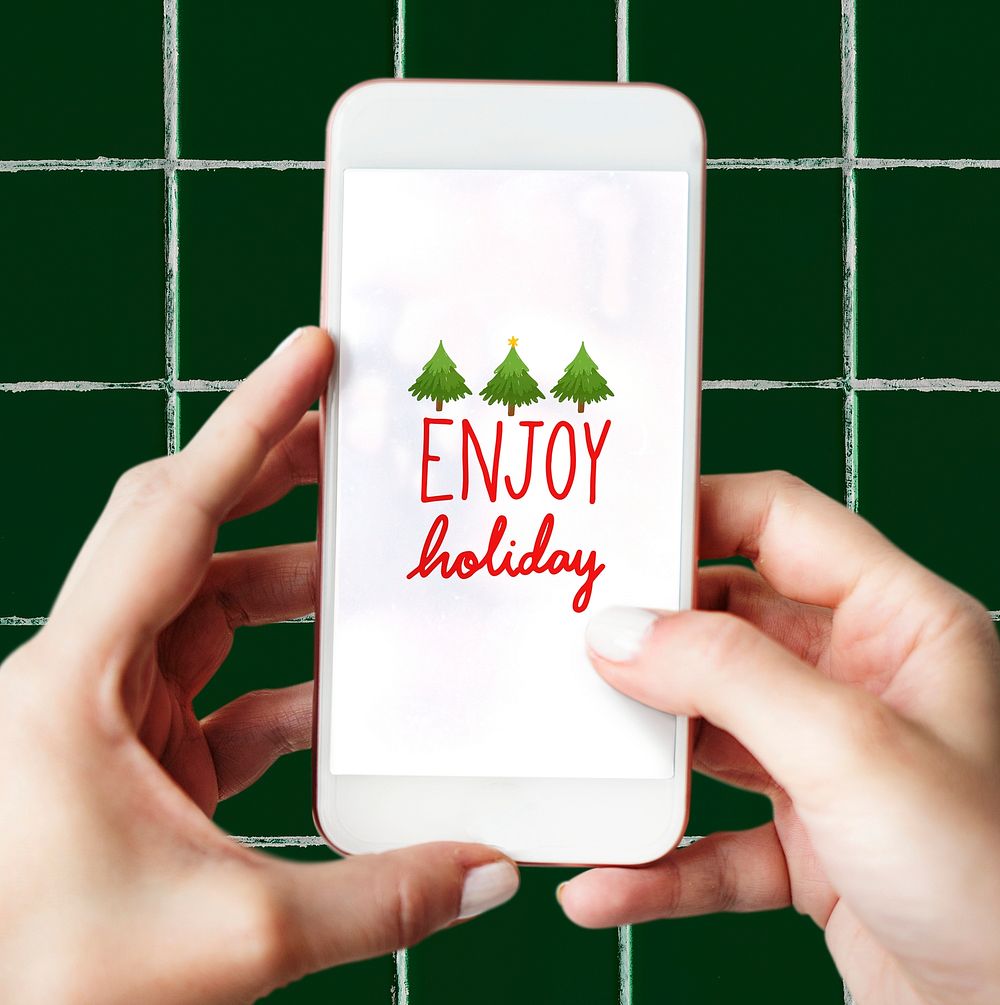 Enjoy holiday on a mobile phone screen mockup