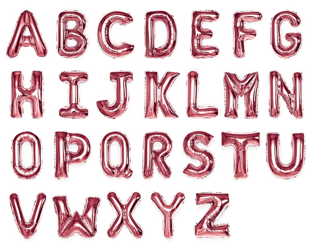 Set of red capital A-Z alphabet balloons