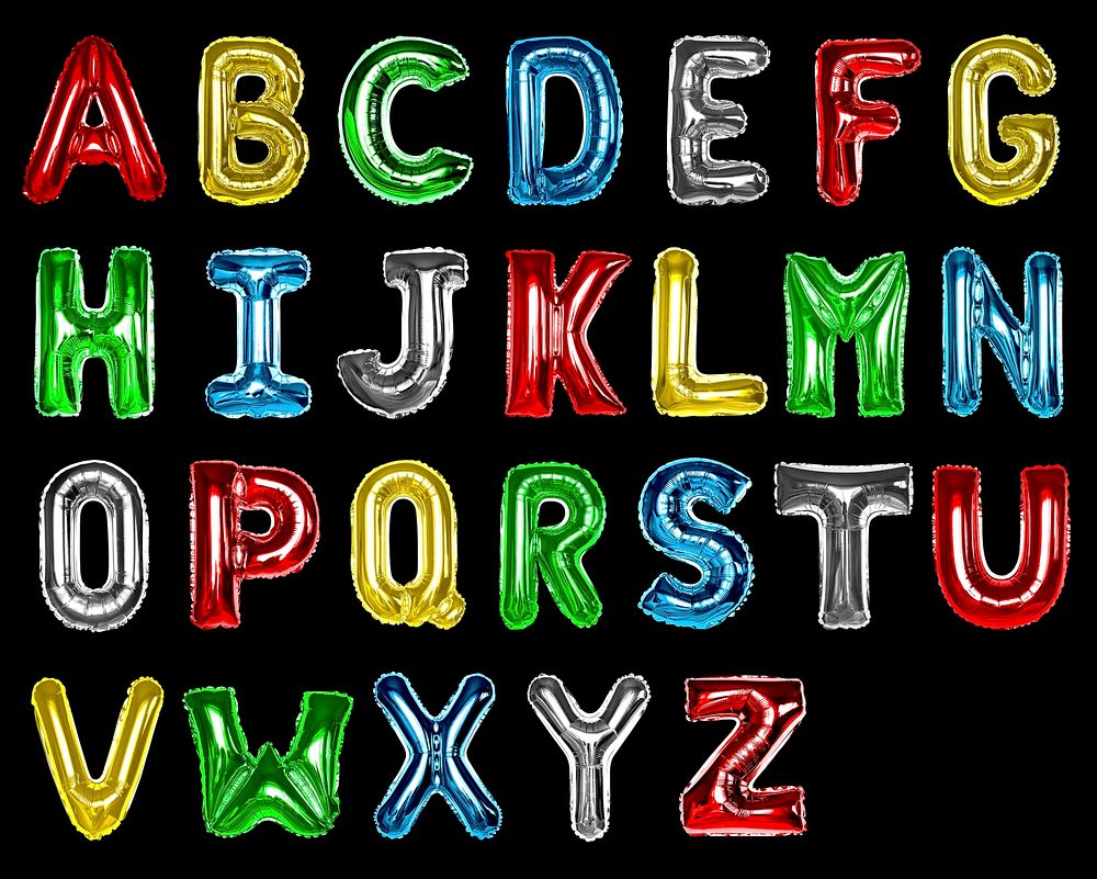 Set of colorful capital alphabet balloons