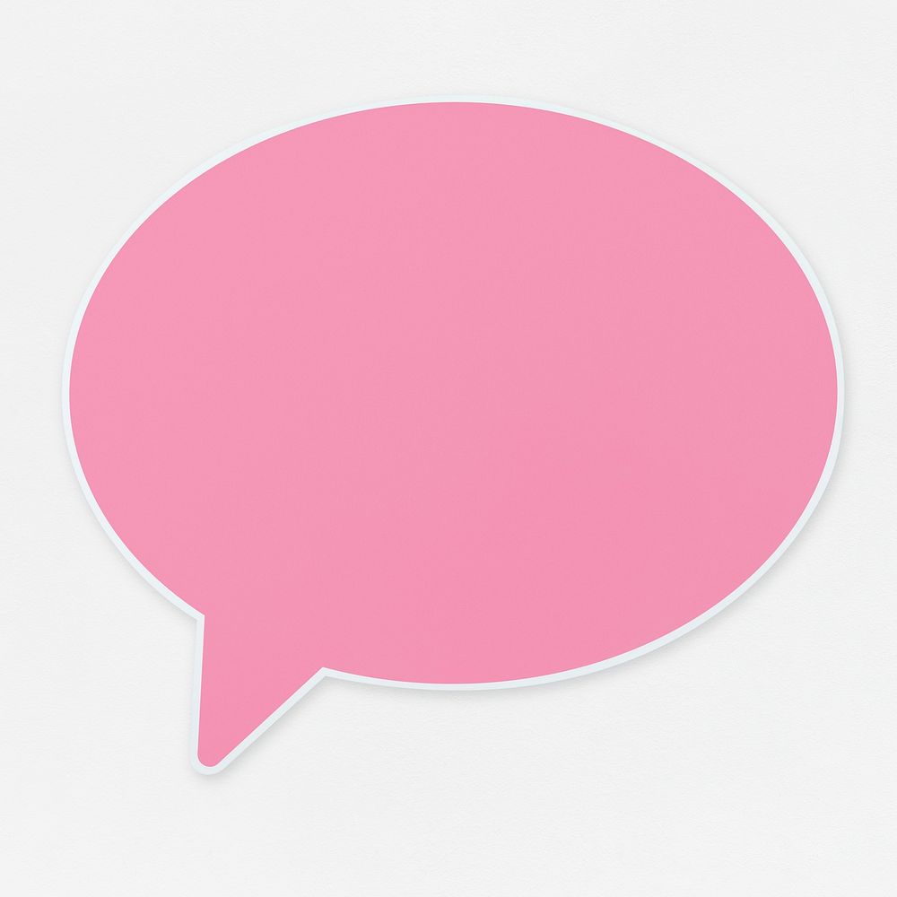 Pink speech bubble icon isolated