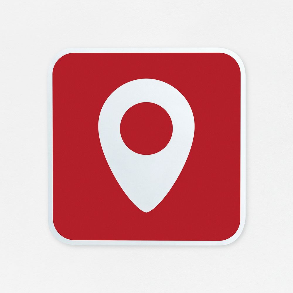 Check-in pin red button icon isolated