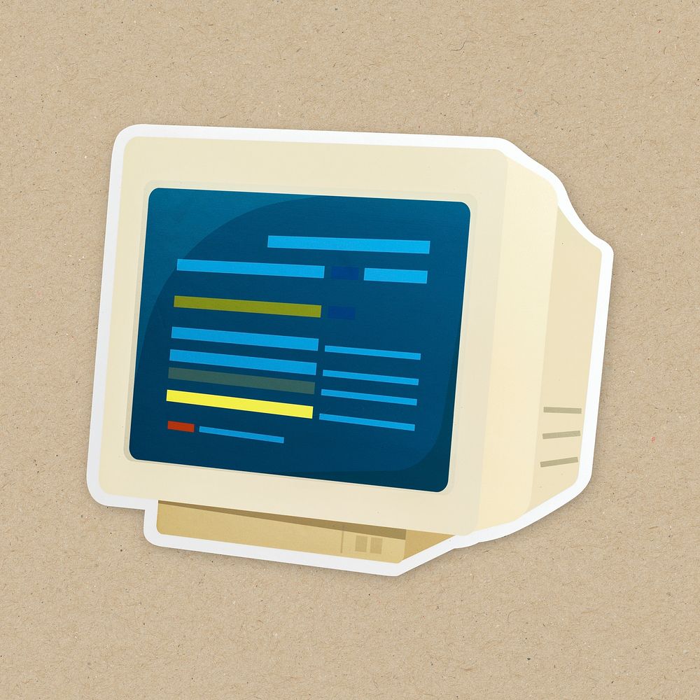 Retro computer icon isolated