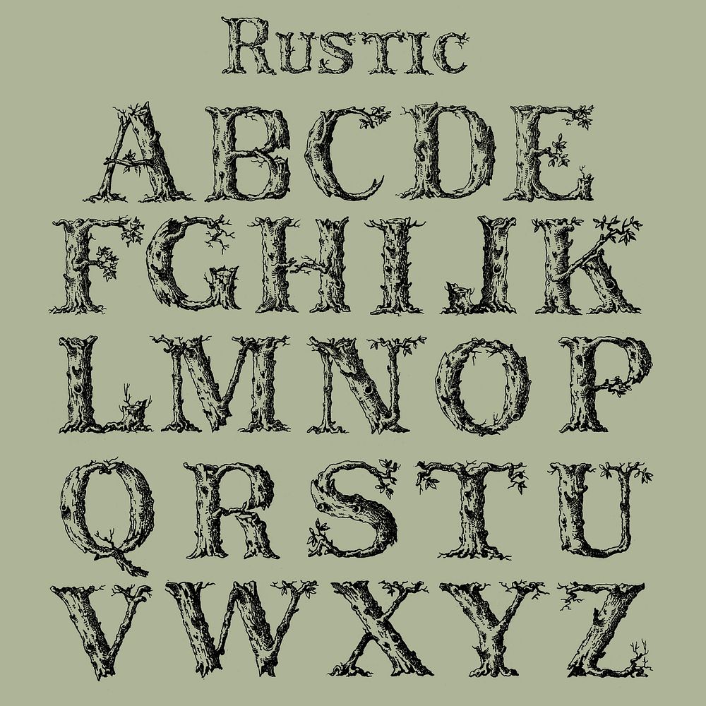 Rustic calligraphy fonts from Draughtsman's Alphabets by Hermann Esser (1845&ndash;1908). Digitally enhanced from our own…