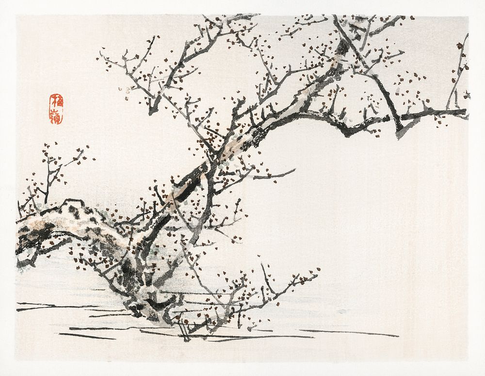 Tree against the backdrop of water by Kōno Bairei (1844-1895). Digitally enhanced from our own original 1913 edition of…