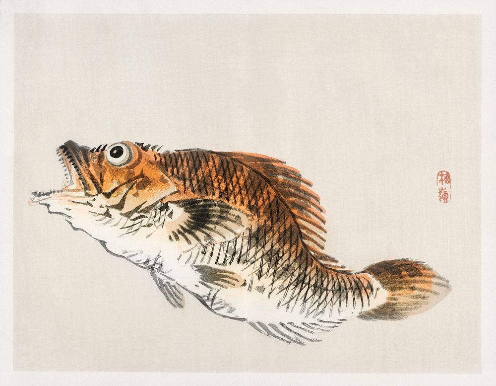 Muskellunge by Kōno Bairei (1844-1895). Digitally enhanced from our own original 1913 edition of Barei Gakan. 
