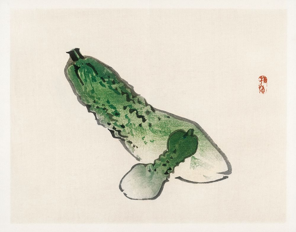 Gourds by Kōno Bairei (1844-1895). Digitally enhanced from our own original 1913 edition of Barei Gakan. 