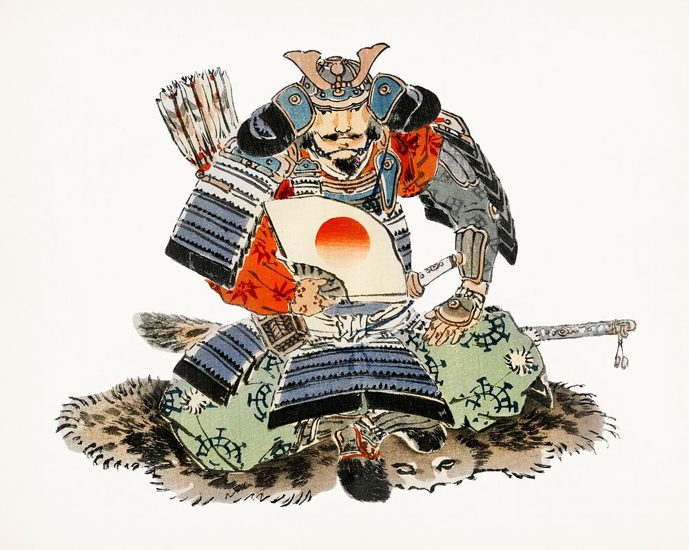 Vintage Illustration of Samurai.