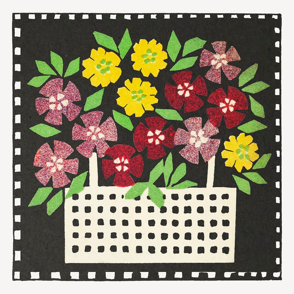 Basket of flowers vector