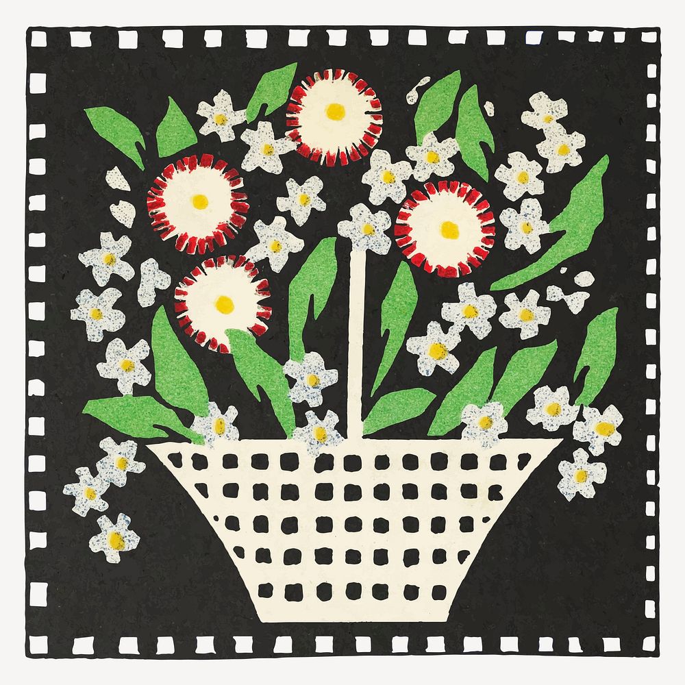 Basket of flowers vector