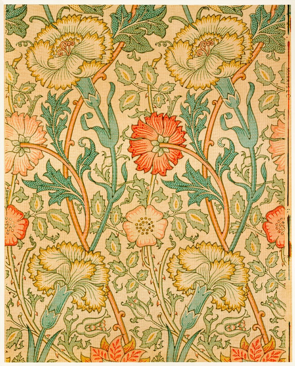 William Morris's (1834-1896) Pink and Rose famous pattern. Original from The MET Museum. Digitally enhanced by rawpixel.