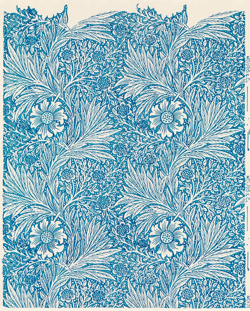 William Morris's (1834-1896) Blue Marigold famous pattern. Original from The MET Museum. Digitally enhanced by rawpixel.