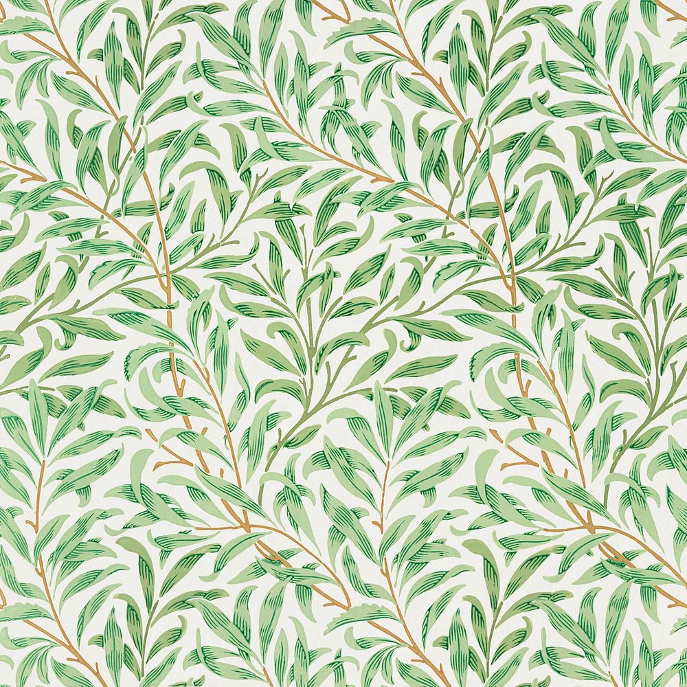 William Morris willow bough pattern background, vintage green, nature illustration psd