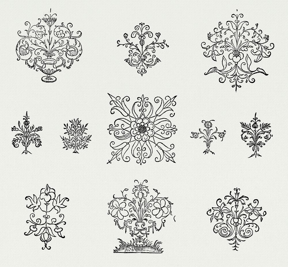 Vintage ornaments from the public domain, modified by rawpixel.