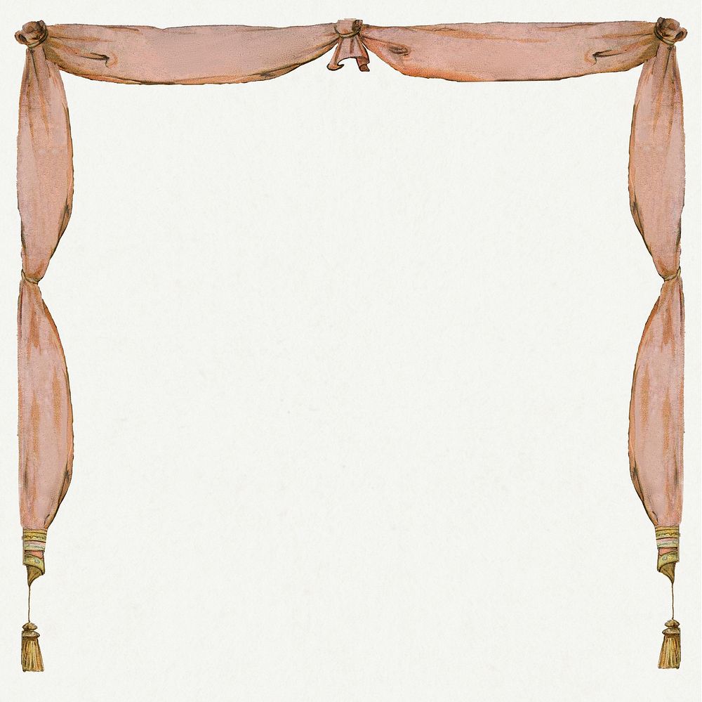 Vintage hand drawn curtain design element