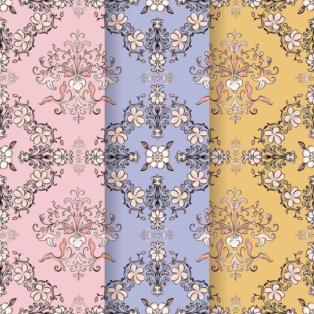 Vintage flourish pattern background set