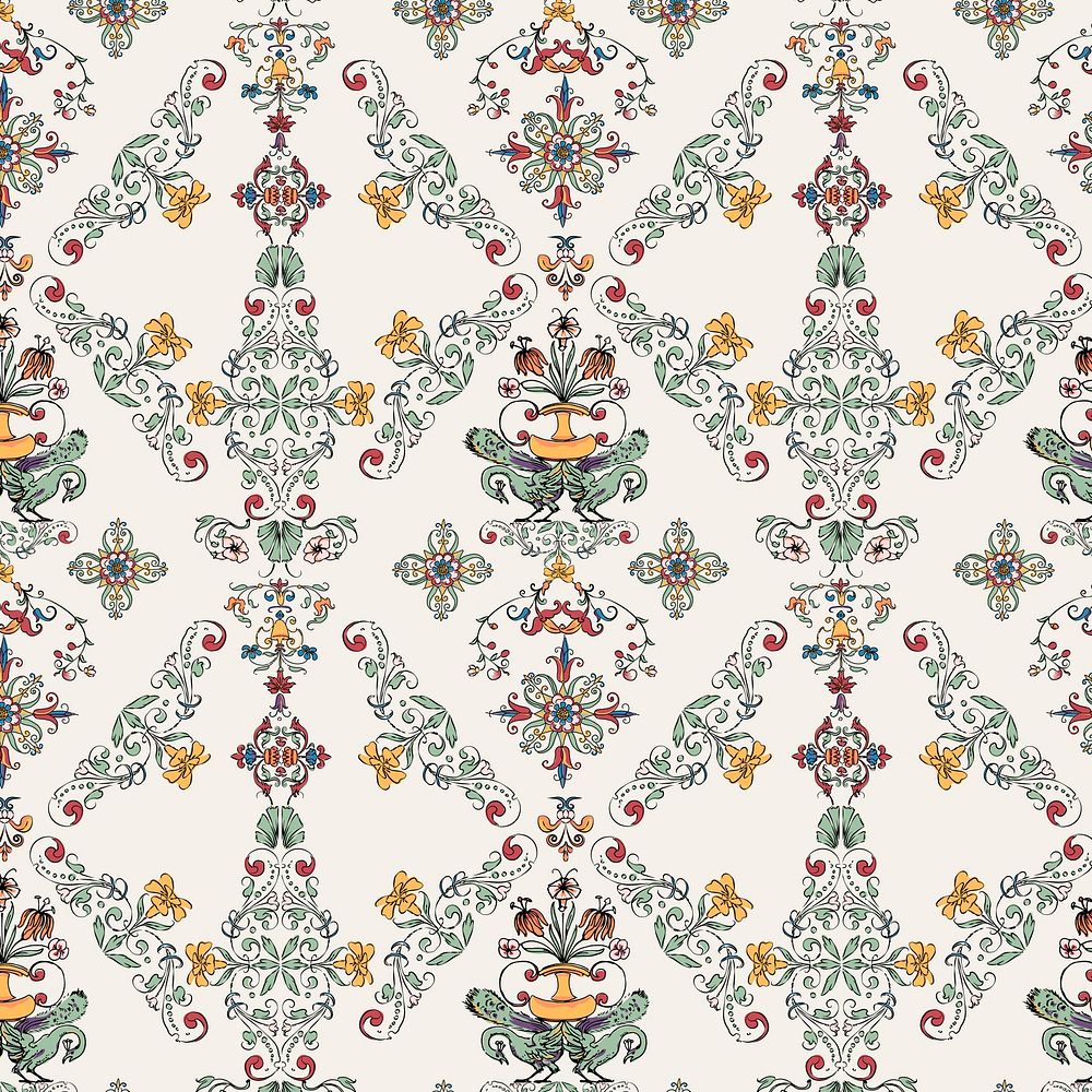Vintage flourish pattern wallpaper