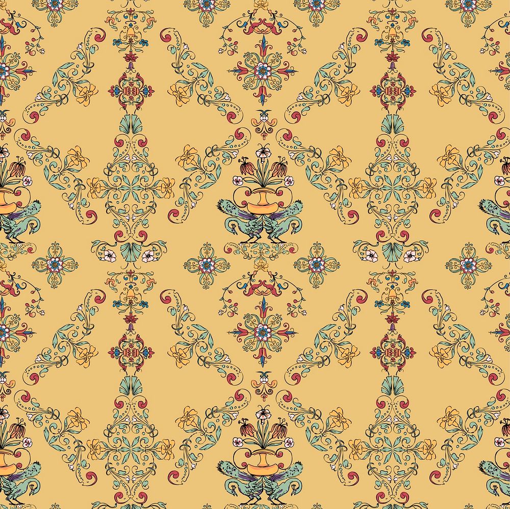 Vintage flourish pattern wallpaper