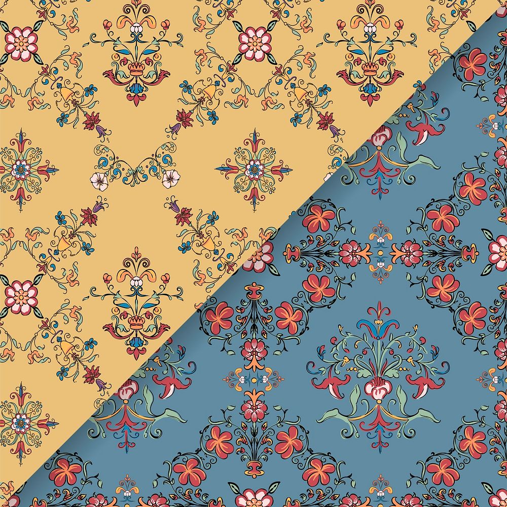 Vintage flourish pattern background set