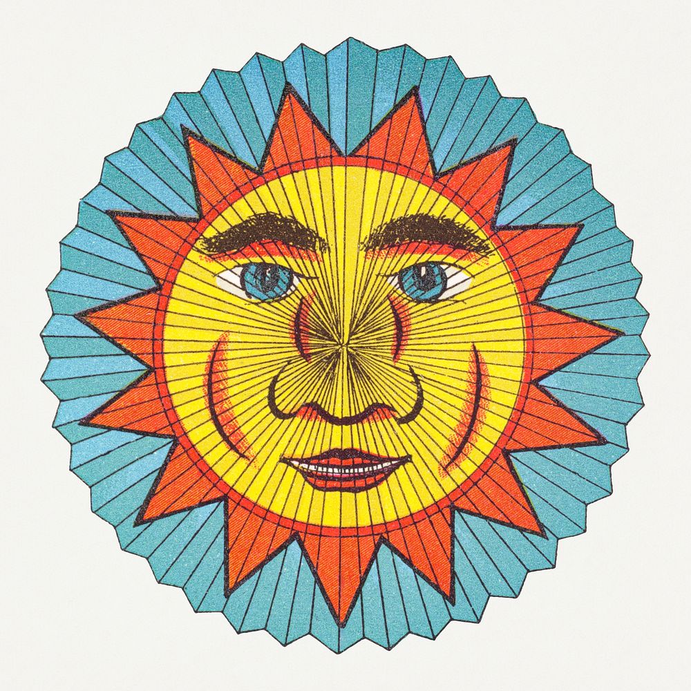 Celestial sun face paper lantern with ray design element