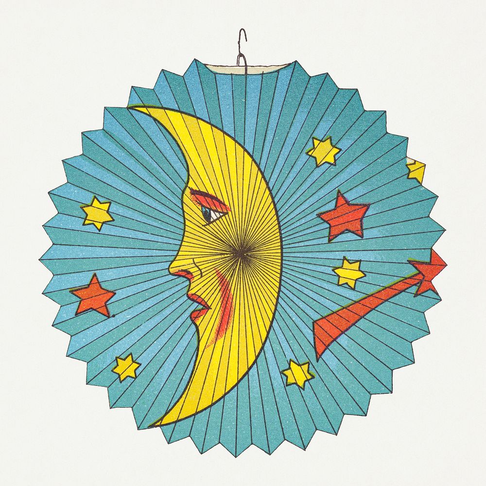 Moon and stars lantern design from Papierlaternen&ndash;Fabrik Riethm&uuml;ller maker's catalog (Paper Lantern) (ca. 1880)…