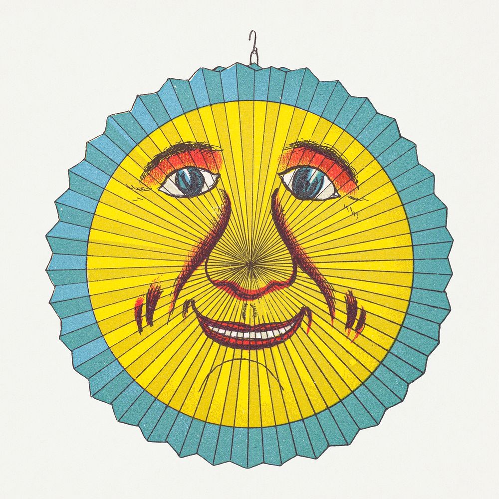 Smiling sun lantern design from Papierlaternen&ndash;Fabrik Riethm&uuml;ller maker's catalog (Paper Lantern Sun) (ca. 1880)…