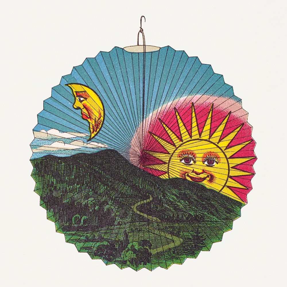 Rising sun lantern design from Papierlaternen&ndash;Fabrik Riethm&uuml;ller maker's catalog (Paper Lantern) (ca. 1880)…
