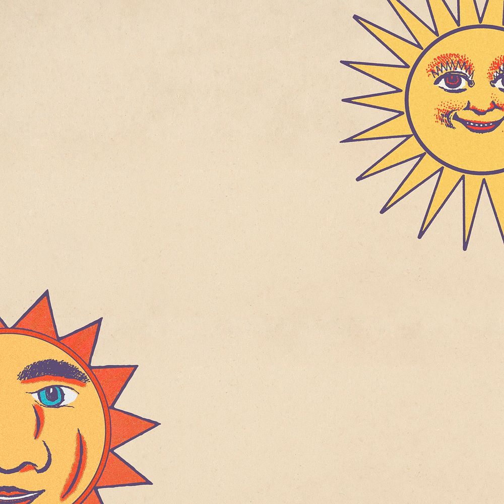 Vintage celestial sun face with ray background design element