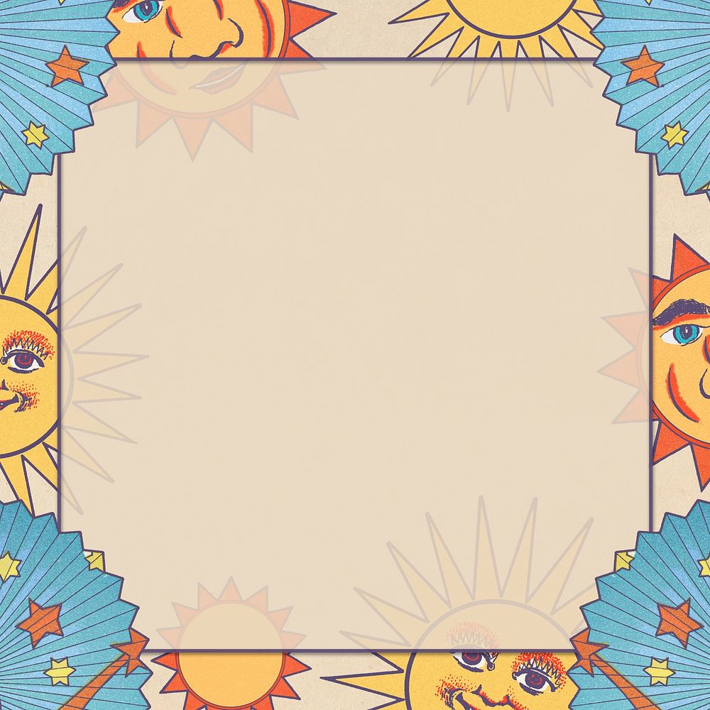 Vintage celestial sun moon and starframe design element