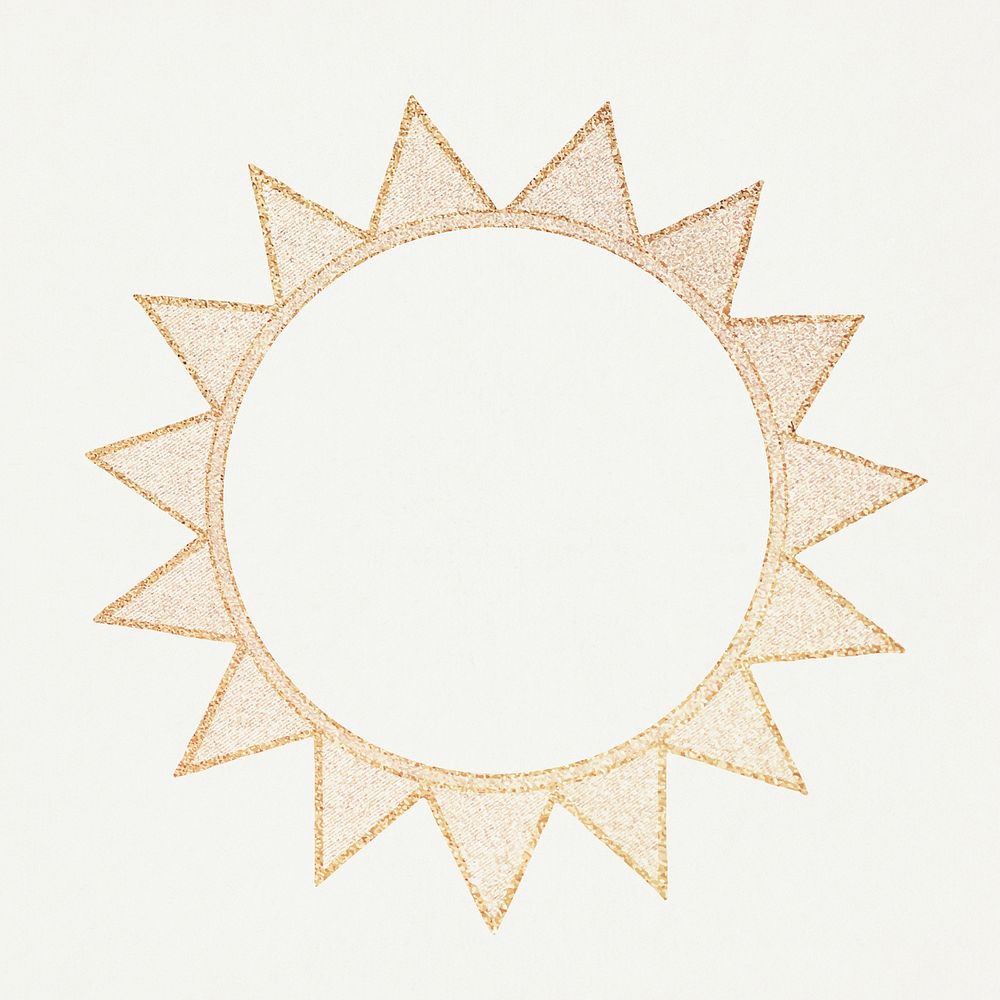 Gold sun with ray line art design element