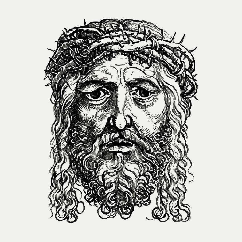 Vintage European style Jesus Christ engraving vector