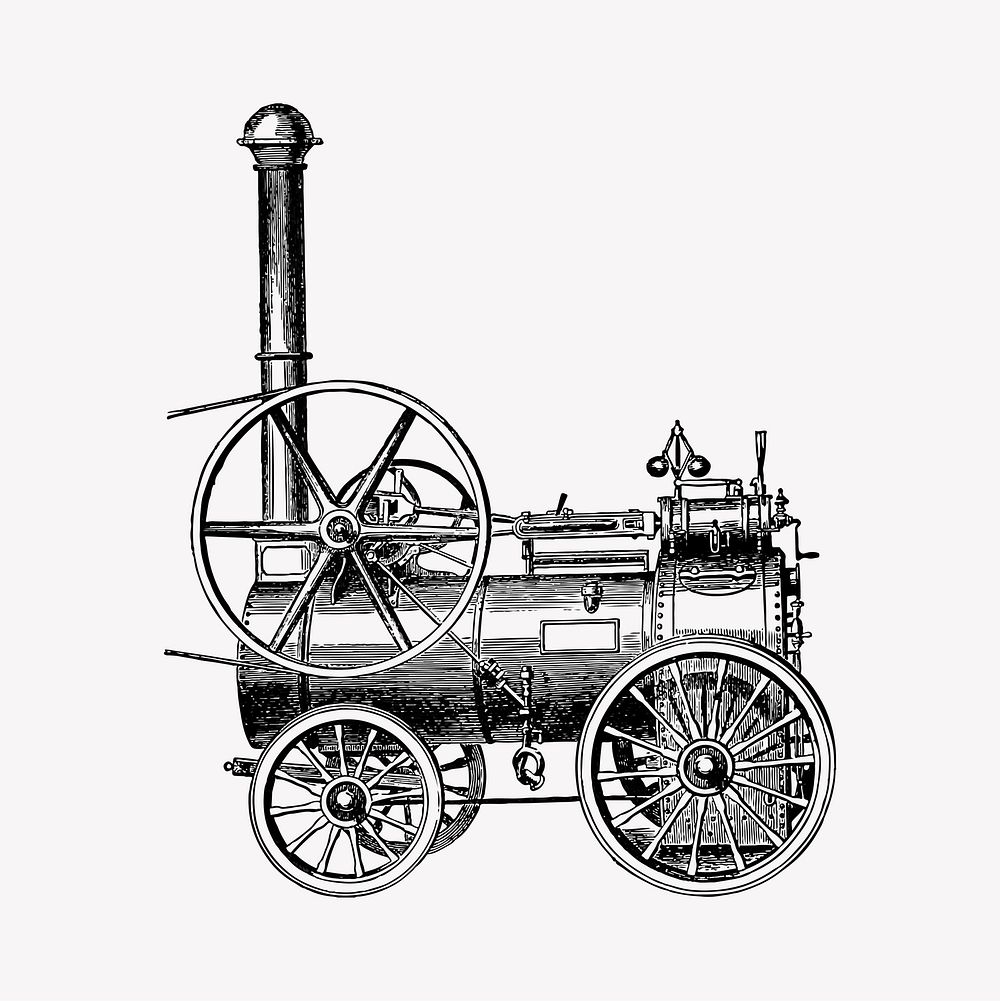Vintage portable steam engines engraving vector