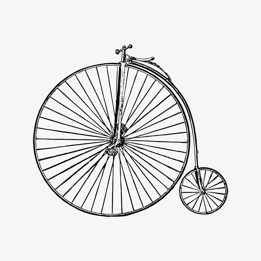 Vintage big wheel bicycle engraving vector