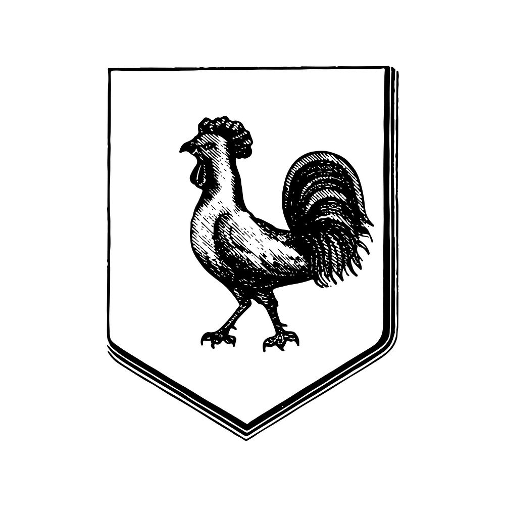 Cock medieval heraldic design vector