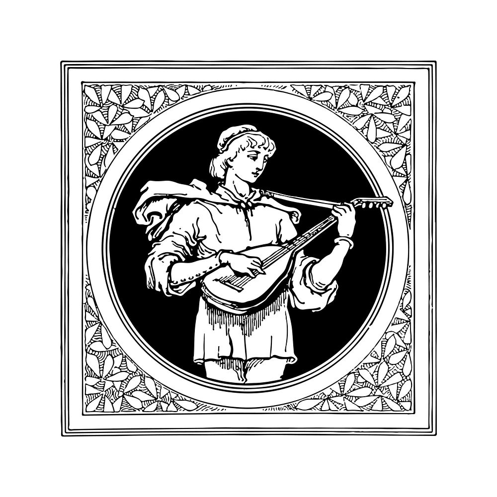 Antique medieval male character badge vector