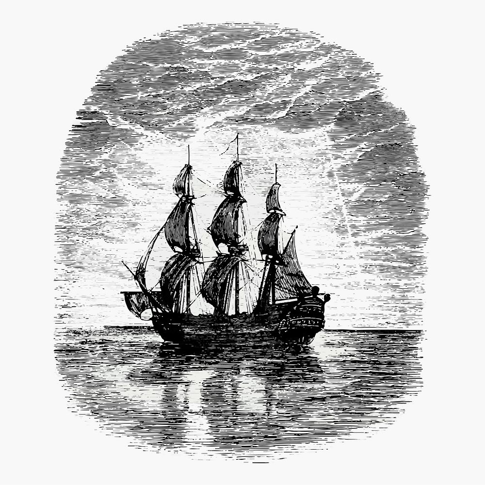 Ship in the ocean illustration vector