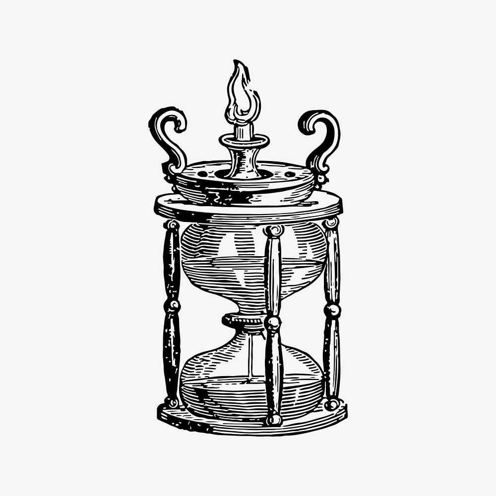 Hourglass and candle illustration vector