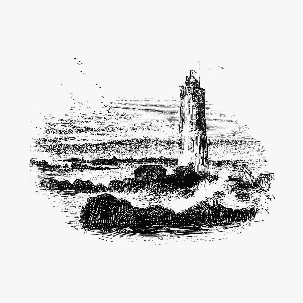 Lighthouse in Farne Islands illustration vector