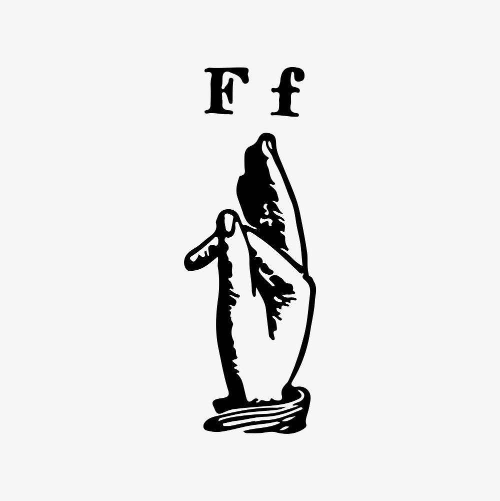Sign language for letter F illustration vector
