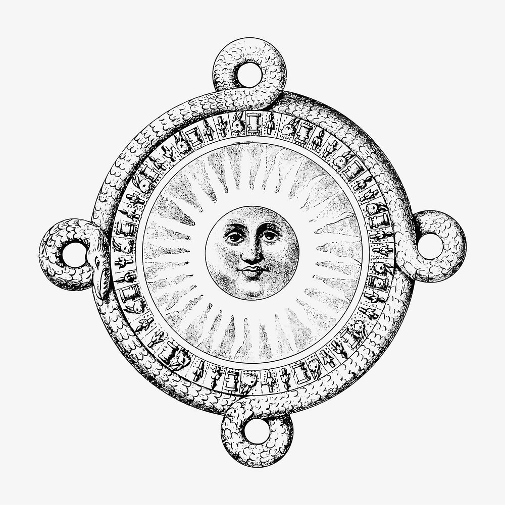 Ancient Aztex style sun illustration vector
