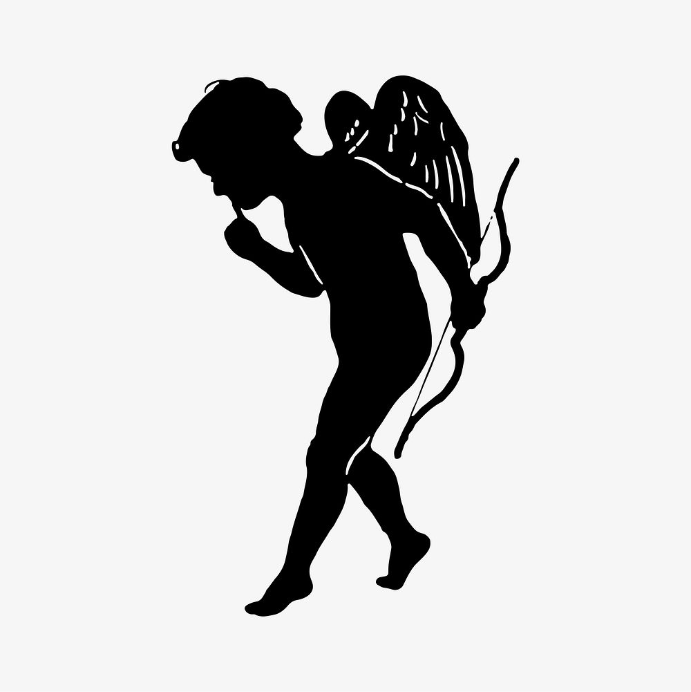 Cupid in silhouette illustration vector