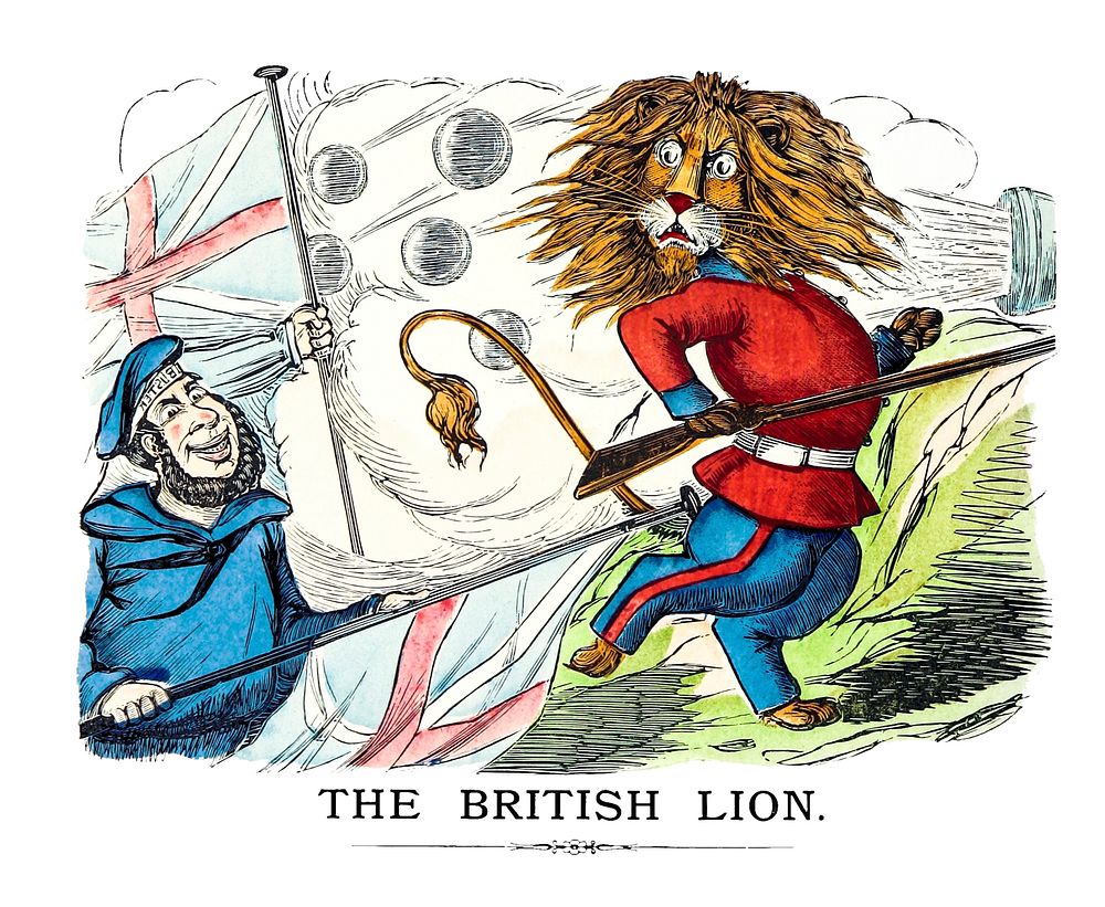 The British lion from Un-Natural History Not Taught In Bored Schools, etc published by Simpkin, Marshall & Co. (1883).…