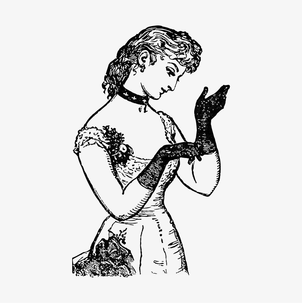 Lady wearing gloves illustration vector