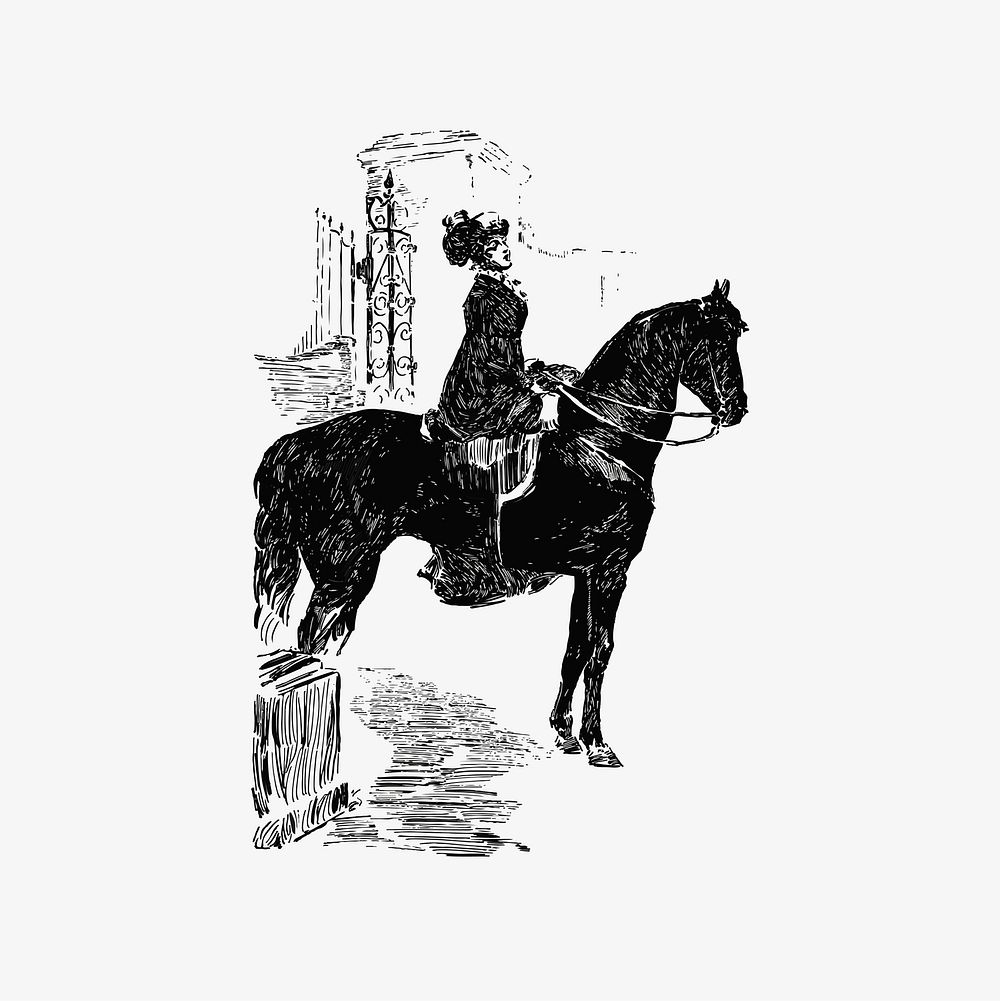Lady on a horseback illustration vector