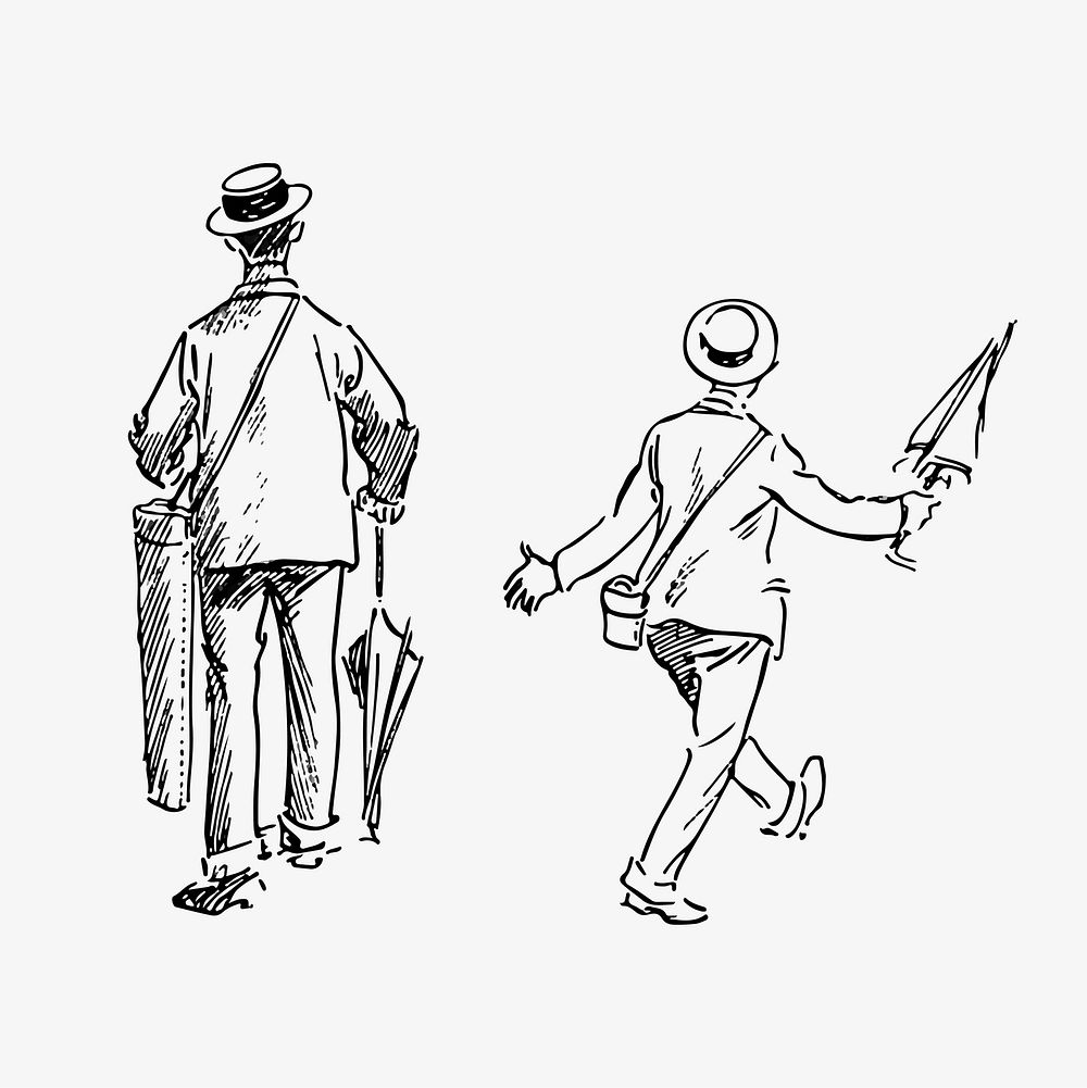 Travelers walking on the street illustration vector