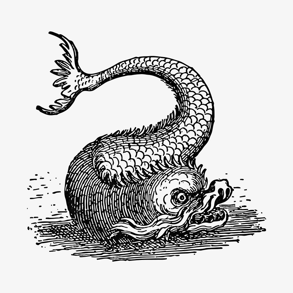 Fish creature illustration vector