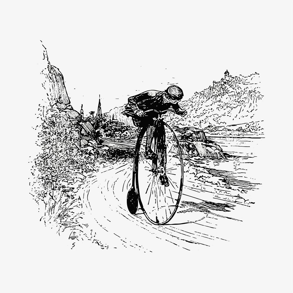 Big wheel cyclist illustration vector