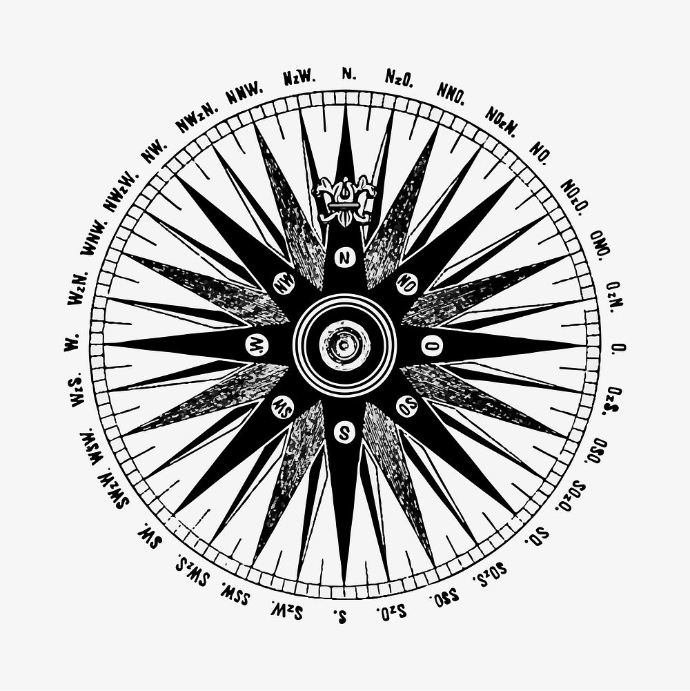 Antique compass illustration vector