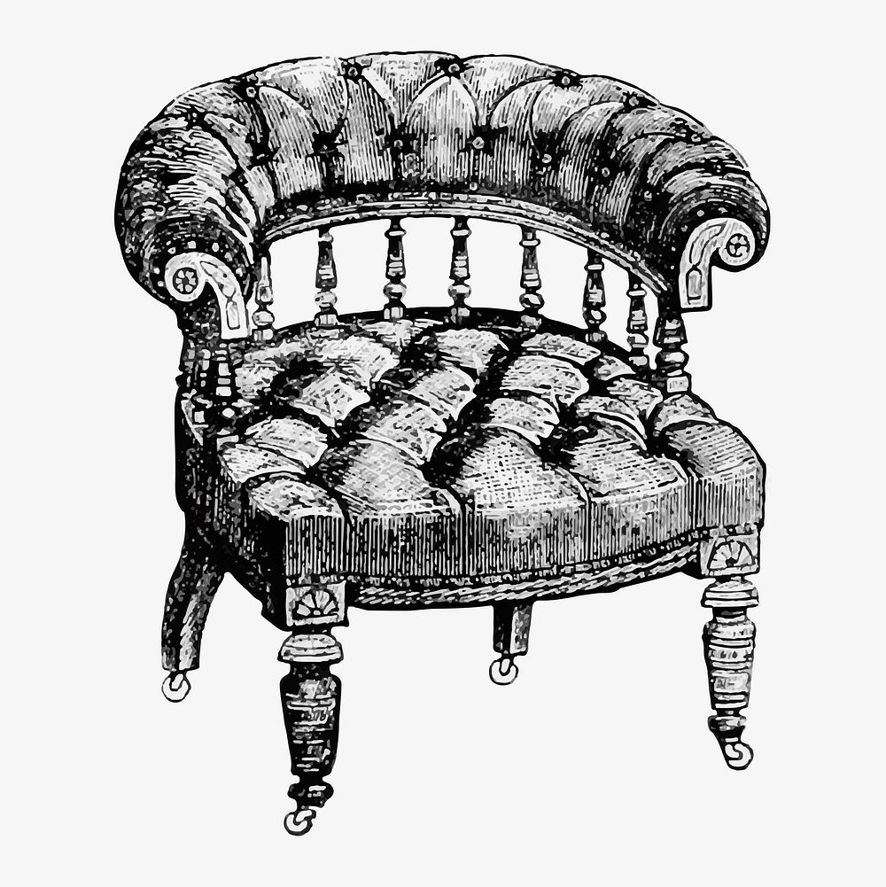 Vintage Victorian style chair engraving vector