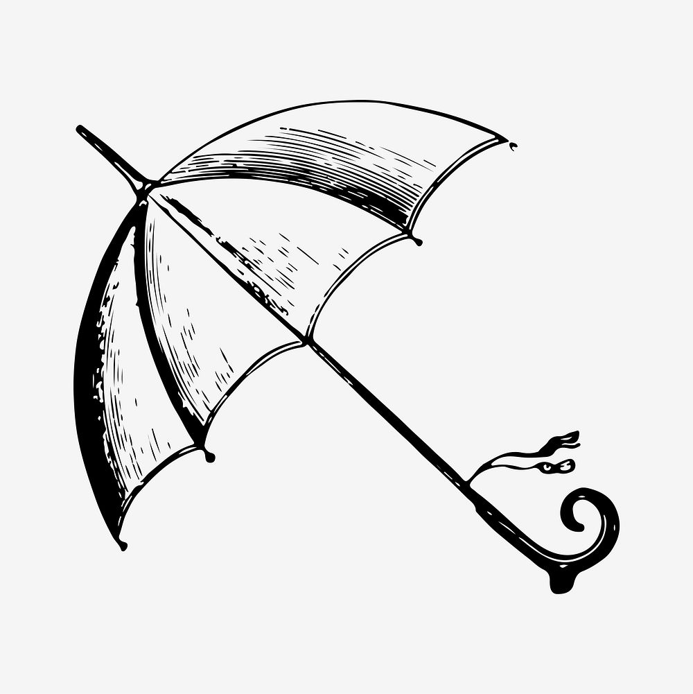 Vintage Victorian style umbrella engraving vector